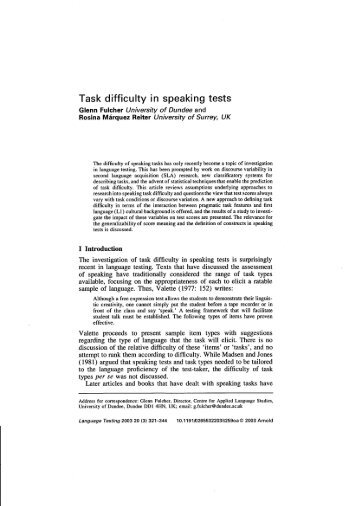 Task difficulty in speaking tests