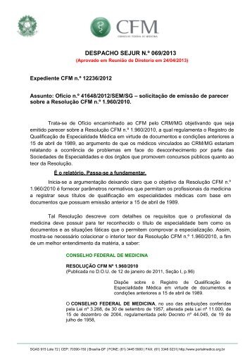 solicitaÃ§Ã£o de emissÃ£o de parecer sobre a ResoluÃ§Ã£o CFM