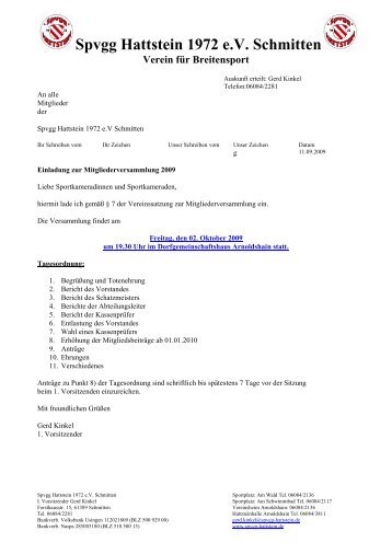 Einladung zur Mitgliederversammlung  2009 - Spvgg Hattstein 1972 ...