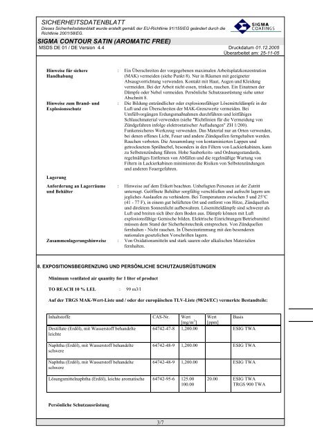 sicherheitsdatenblatt sigma contour satin (aromatic free) - skcm.nl