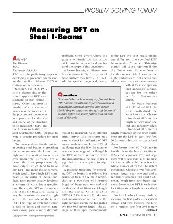 Measuring DFT on Steel I-Beams PROBLEM ... - PaintSquare