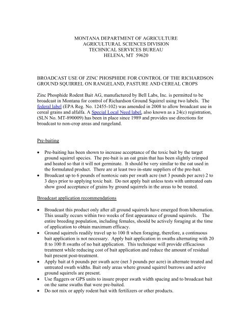 Broadcast Use of Zinc Phosphide on Richardson Ground Squirrel