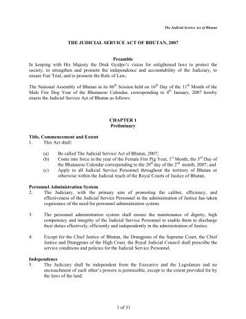 Judicial Service Act - Royal Court of Justice, Bhutan