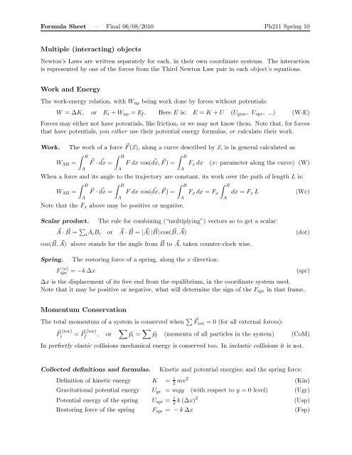 Formula sheet