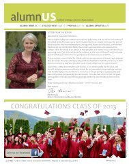 AlumnUs Newsletter Spring 2013 - Selkirk College