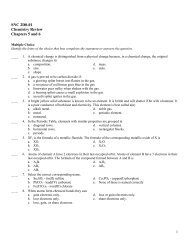 Review of Chapters 5 and 6 of the Chemistry Unit