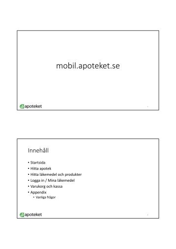 Snabbguide - mobil.apoteket.se