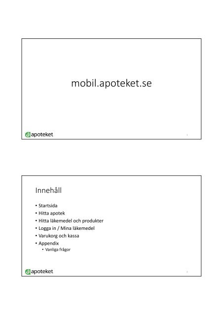 Snabbguide - mobil.apoteket.se