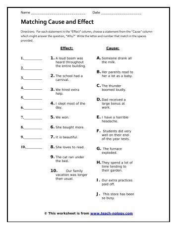 Matching Cause and Effect - Teach-nology