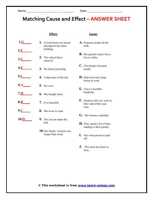 Matching Cause and Effect - Teach-nology