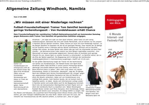 Allgemeine Zeitung Windhoek, Namibia