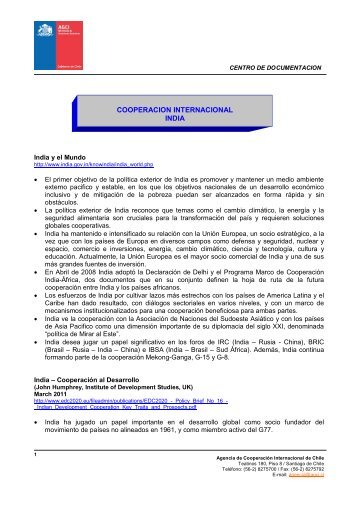 india.pdf - Agencia de CooperaciÃ³n Internacional, AGCI