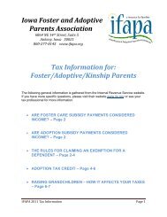 Iowa Foster and Adoptive Parents Association Tax ... - ifapa