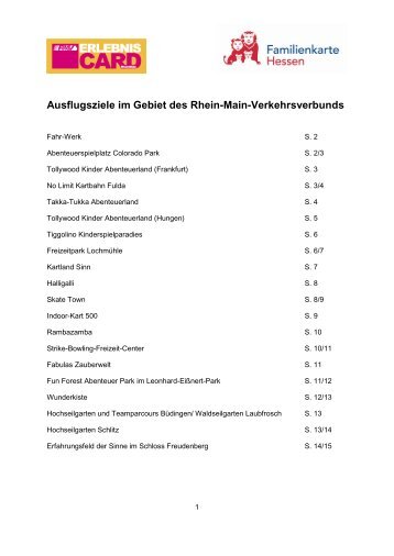 Ausflugsziele im Gebiet des Rhein-Main ... - Familienkarte Hessen