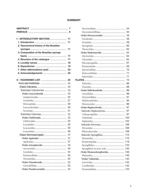 Catalogue of Brazilian Porifera - Porifera Brasil - UFRJ