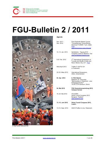 FGU-Bulletin 2 / 2011 - Fachgruppe fÃ¼r Untertagbau