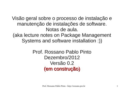 Instalação de Software - Rossano Pablo Pinto's Home Page