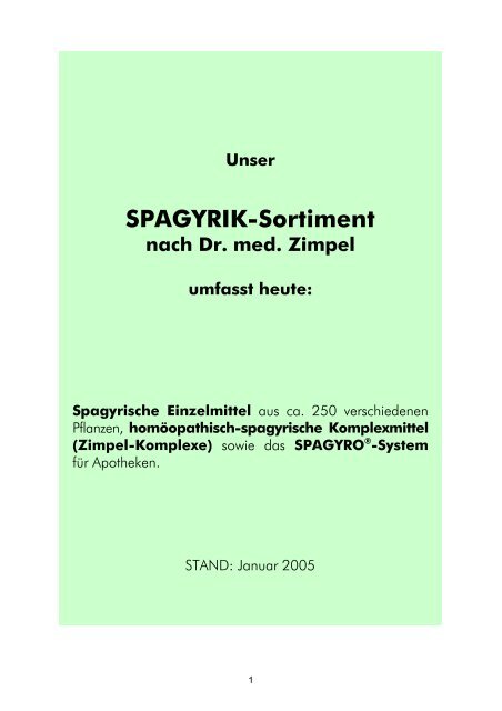 SPAGYRIK-Sortiment