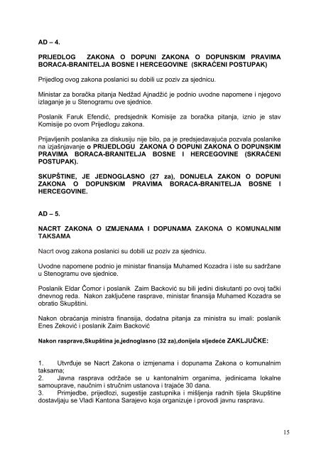 Zapisnik 14.pdf - SkupÅ¡tina Kantona Sarajevo - Vlada Kantona ...