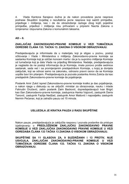 Zapisnik 14.pdf - SkupÅ¡tina Kantona Sarajevo - Vlada Kantona ...