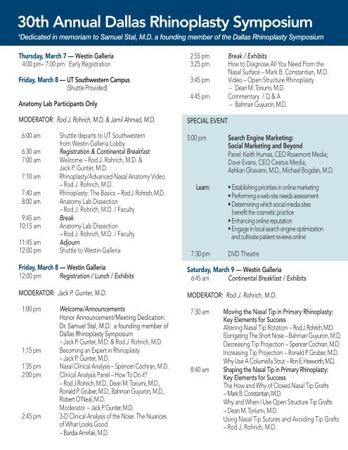 2013 Rhinoplasty Symposium Brochure - Dallas Rhinoplasty ...
