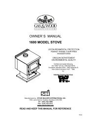 Owner's Manual Osburn 1600 Wood Stove - Rural Energy ...