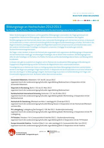 AS_20120913_Bildungstage an Hochschulen_BKJ - FSJ Kultur in ...