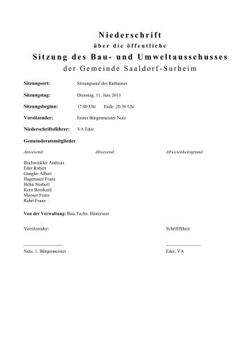 Sitzung des Bau- und Umweltausschusses - Gemeinde Saaldorf ...