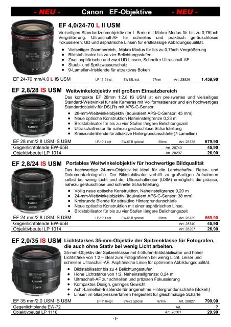 Katalog als PDF zum Download - bei Foto Huppert