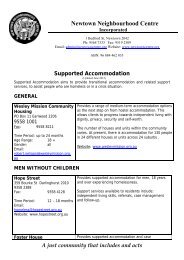 Supported Accommodation - Newtown Neighbourhood Centre