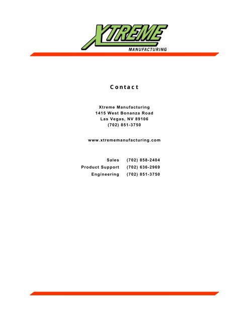 Numerical List of Parts Breakdowns â€“ Cont. - Xtreme Manufacturing