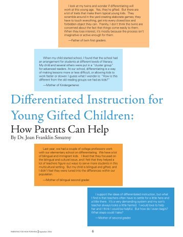 "Differentiated Instruction for Young Gifted Children: How ... - NAGC