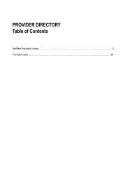 PROVIDER DIRECTORY Table of Contents - Pacific Health Trust