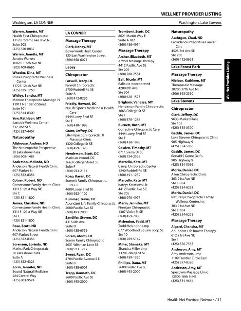 PROVIDER DIRECTORY Table of Contents - Pacific Health Trust