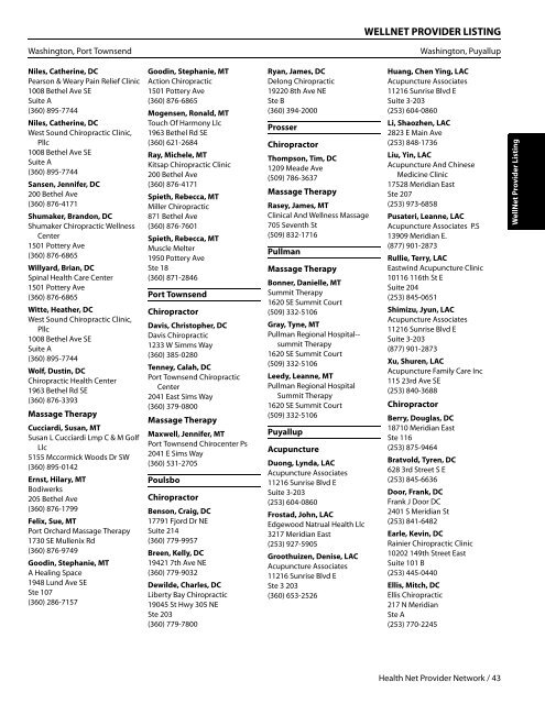 PROVIDER DIRECTORY Table of Contents - Pacific Health Trust