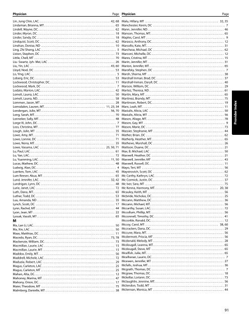 PROVIDER DIRECTORY Table of Contents - Pacific Health Trust