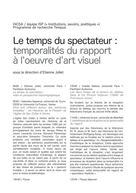 Le temps du spectateur - Histoire culturelle et sociale de l'art