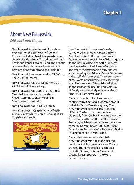 Orientation guide for newcomers to New Brunswick - Government of ...