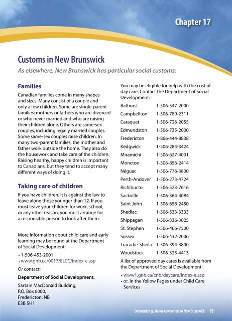 Orientation guide for newcomers to New Brunswick - Government of ...