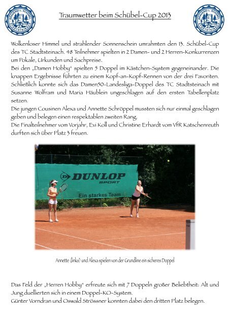 SchÃ¼bel-Cup Ausschreibung 2013 - Tennis in Franken