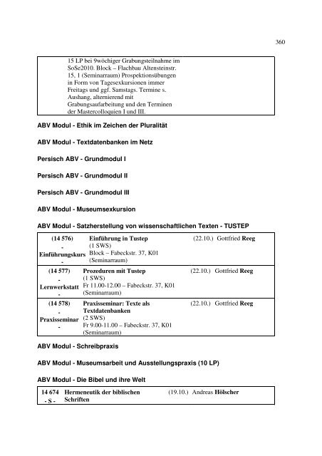 Kommentiertes Vorlesungsverzeichnis: WS1011 Geschichts- und ...