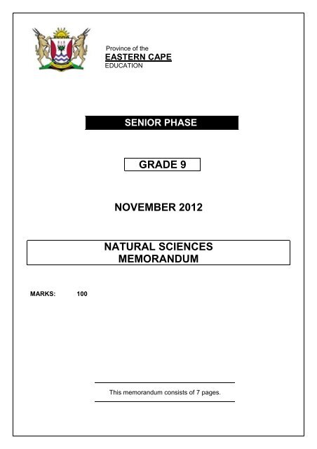 grade 9 november 2012 natural sciences ecexams co za