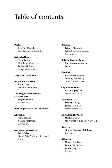 Table Of Contents Globe Law And Business