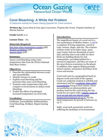 Coral bleaching: A white hot problem (pdf) - cosee now