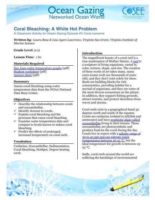 Coral bleaching: A white hot problem (pdf) - cosee now