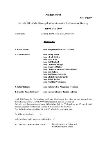 Niederschrift Nr. 1/1995 - Gaiberg