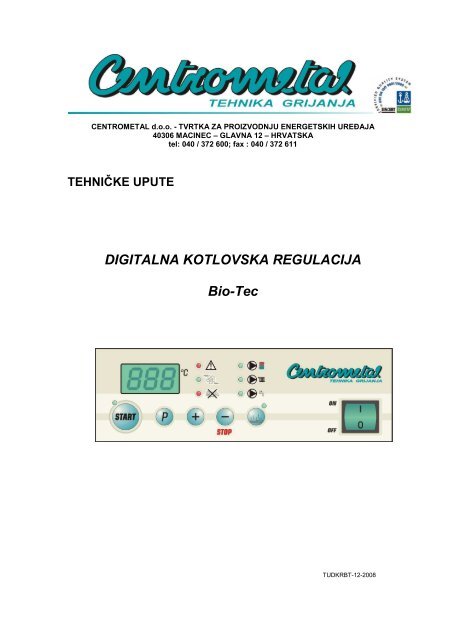 DIGITALNA KOTLOVSKA REGULACIJA Bio-Tec - Centrometal