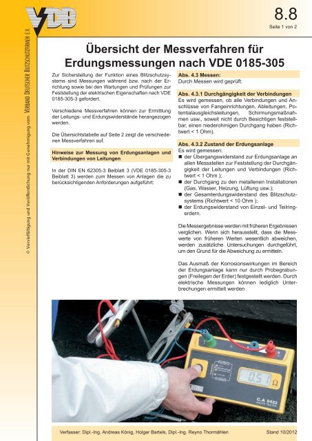 Erdungsmessungen nach VDE 0185-305.pdf - Verband Deutscher ...
