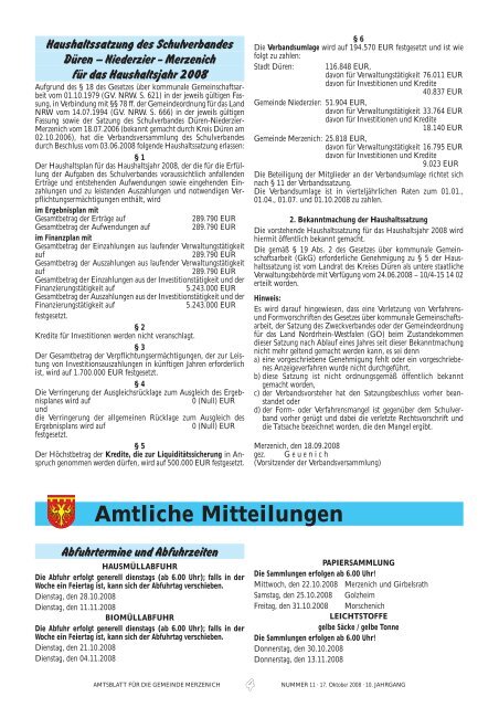 Amtsblatt für die Gemeinde - Gemeinde Merzenich