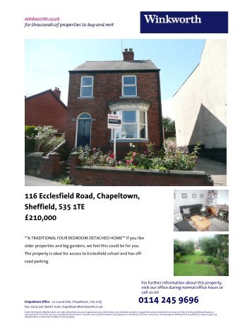 116 Ecclesfield Road, Chapeltown, Sheffield, S35 1TE ... - Winkworth